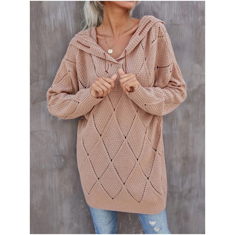 Cozy Long Hoodie Sweater Top - Picture 2 of 5